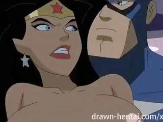 Superhero hentai - undrar kvinna mot kapten amerika