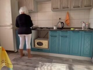 Milf spreads her big ass for anal sex her son